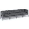 4 pcs conjunto lounge de jardim + almofadões pinho maciço - Image 2