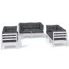 6 pcs conjunto lounge de jardim c/ almofadões pinho maciço - Image 2