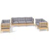 7pcs conjunto lounge de jardim c/ almofadões cinza pinho maciço - Image 2