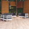 7 pcs conjunto lounge de jardim c/ almofadões pinho maciço