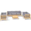 8 pcs conj. lounge jardim c/ almofadões cinzentos pinho maciço - Image 2