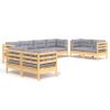 8pcs conjunto lounge de jardim c/ almofadões cinza pinho maciço - Image 2