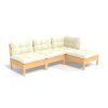 4 pcs conjunto lounge jardim c/ almofadões cor creme pinho - Image 2