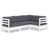 4 pcs conjunto lounge de jardim c/ almofadões pinho branco - Image 2