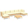 8 pcs conjunto lounge jardim c/ almofadões cor creme pinho - Image 2