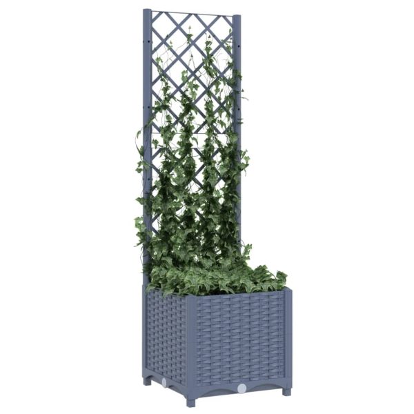 Vaso/floreira jardim c/ treliça 40x40x136 cm PP cinza-escuro - Image 3