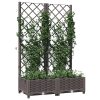 Vaso/floreira jardim c/ treliça 80x40x121,5 cm PP castanho - Image 3