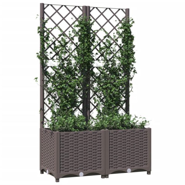 Vaso/floreira jardim c/ treliça 80x40x136 cm PP castanho - Image 3