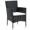 3 pcs conjunto de jantar para jardim vime PE preto - Image 3