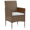 3 pcs conjunto de jantar para jardim vime PE castanho - Image 3