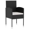 3 pcs conjunto de jantar para jardim vime PE preto - Image 3