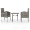 3 pcs conjunto de jantar para jardim vime PE antracite - Image 2