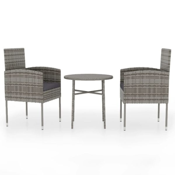 3 pcs conjunto de jantar para jardim vime PE antracite - Image 2