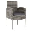 3 pcs conjunto de jantar para jardim vime PE antracite - Image 3