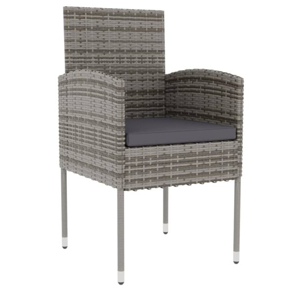 3 pcs conjunto de jantar para jardim vime PE antracite - Image 3