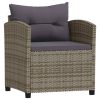 3 pcs conjunto lounge de jardim c/ almofadões vime PE cinzento - Image 3