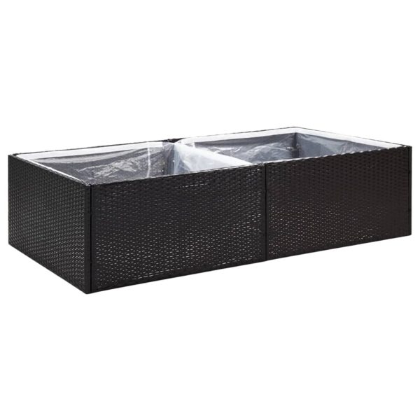 Vaso/floreira de jardim 157x80x40 cm vime PE preto - Image 2