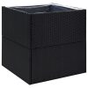 Vaso/floreira de jardim 80x80x80 cm vime PE preto - Image 2