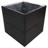 Vaso/floreira de jardim 80x80x80 cm vime PE preto - Image 3