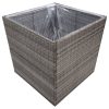Vaso/floreira de jardim 80x80x80 cm vime PE cinzento - Image 3