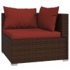 8 pcs conjunto lounge jardim c/ almofadões vime PE castanho - Image 3