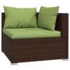 5 pcs conjunto lounge jardim c/ almofadões vime PE castanho - Image 3