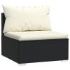 5 pcs conjunto lounge de jardim c/ almofadões vime PE preto - Image 3