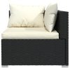6 pcs conjunto lounge de jardim c/ almofadões vime PE preto - Image 3