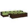10 pcs conjunto lounge de jardim c/ almofadões vime PE castanho - Image 2