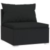 4 pcs conjunto lounge de jardim c/ almofadões vime PE preto - Image 3