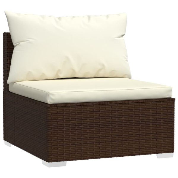 8 pcs conjunto lounge jardim c/ almofadões vime PE castanho - Image 3