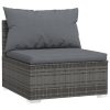 8 pcs conjunto lounge de jardim c/ almofadões vime PE cinzento - Image 3