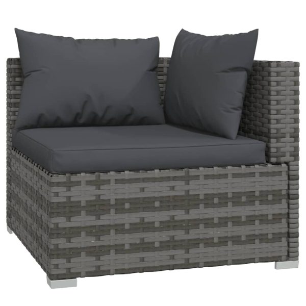 6 pcs conjunto lounge de jardim c/ almofadões vime PE cinzento - Image 3