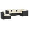 5 pcs conjunto lounge de jardim c/ almofadões vime PE preto - Image 2
