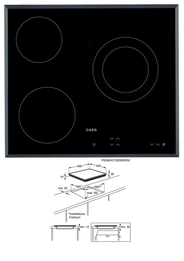 VITROCERAMICA AEG HK623021FB 3F.ZONA 27CM BIS 5700W