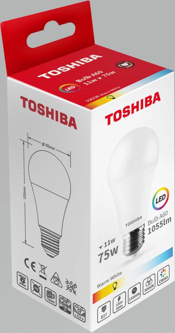 BOMBILLA LED TOSHIBA A60 E27 11W 3000K