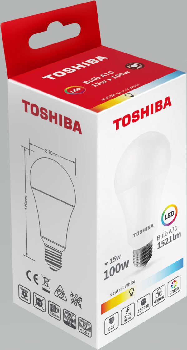 BOMBILLA LED TOSHIBA A70 E27 15W 4000K