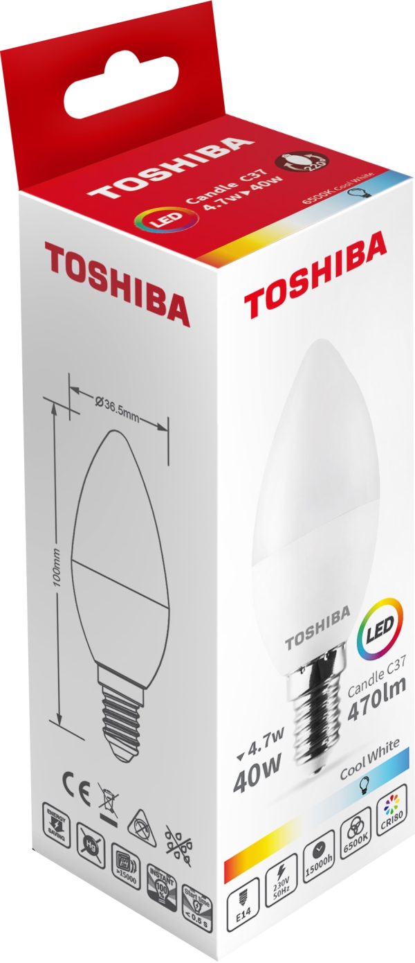 BOMBILLA LED TOSHIBA C37 E14 5W 6500K