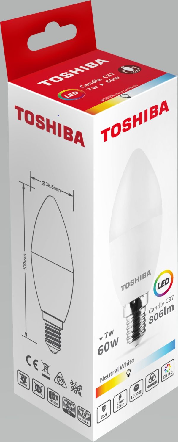 BOMBILLA LED TOSHIBA C37 E14 7W 4000K