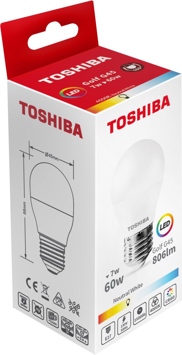 BOMBILLA LED TOSHIBA G45 E27 7W 4000K