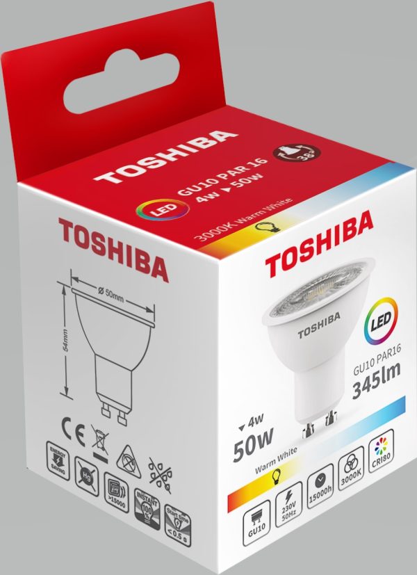 BOMBILLA LED TOSHIBA GU10 4W 3000K