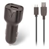 CARGADOR COCHE USB SETTY FOREVER 2.4A + CABLE MICRO USB 1M - NEGRO - GSM043807