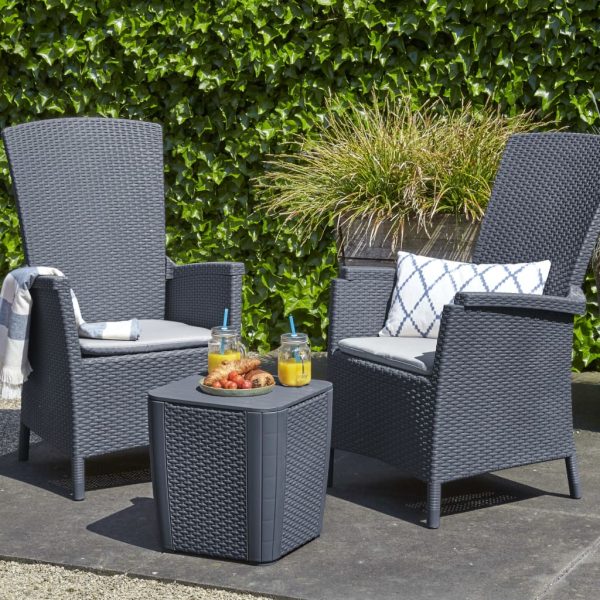 Keter Conjunto de jantar para jardim 3 pcs Vermont grafite 231692 - Image 3