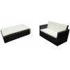 2 pcs conjunto lounge de jardim c/ almofadões vime PE preto - Image 2