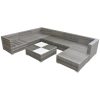 8 pcs conjunto lounge de jardim c/ almofadões vime PE cinzento - Image 2
