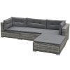 5 pcs conjunto lounge de jardim c/ almofadões vime PE cinzento - Image 3