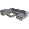 8 pcs conjunto lounge de jardim c/ almofadões vime PE cinzento