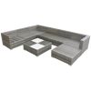 8 pcs conjunto lounge de jardim c/ almofadões vime PE cinzento - Image 3