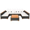 7 pcs conjunto lounge de jardim c/ almofadões vime PE preto - Image 3