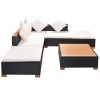 6 pcs conjunto lounge de jardim c/ almofadões vime PE preto - Image 3